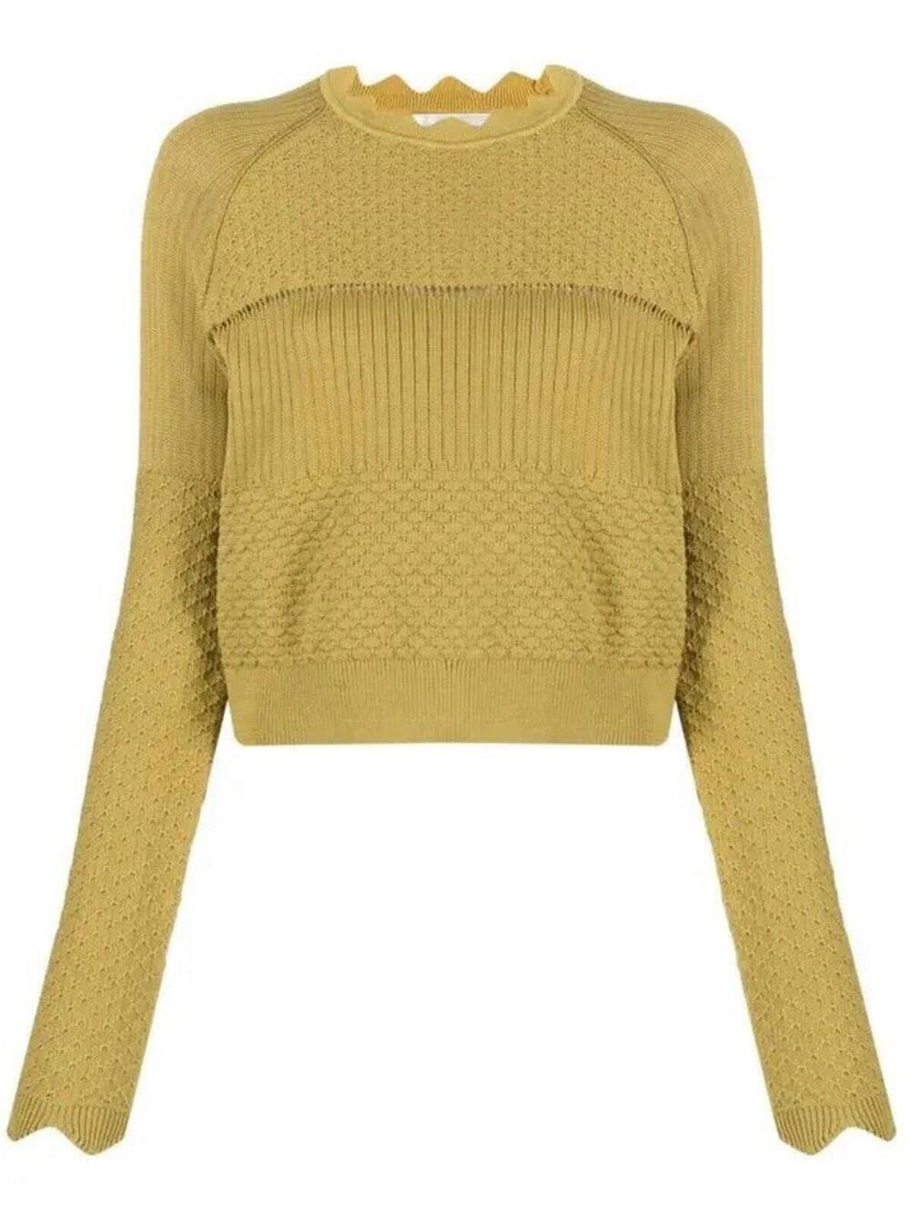 Victoria Beckham Panelled Knitted Jumper Scallop Neck Cotton Blend Small